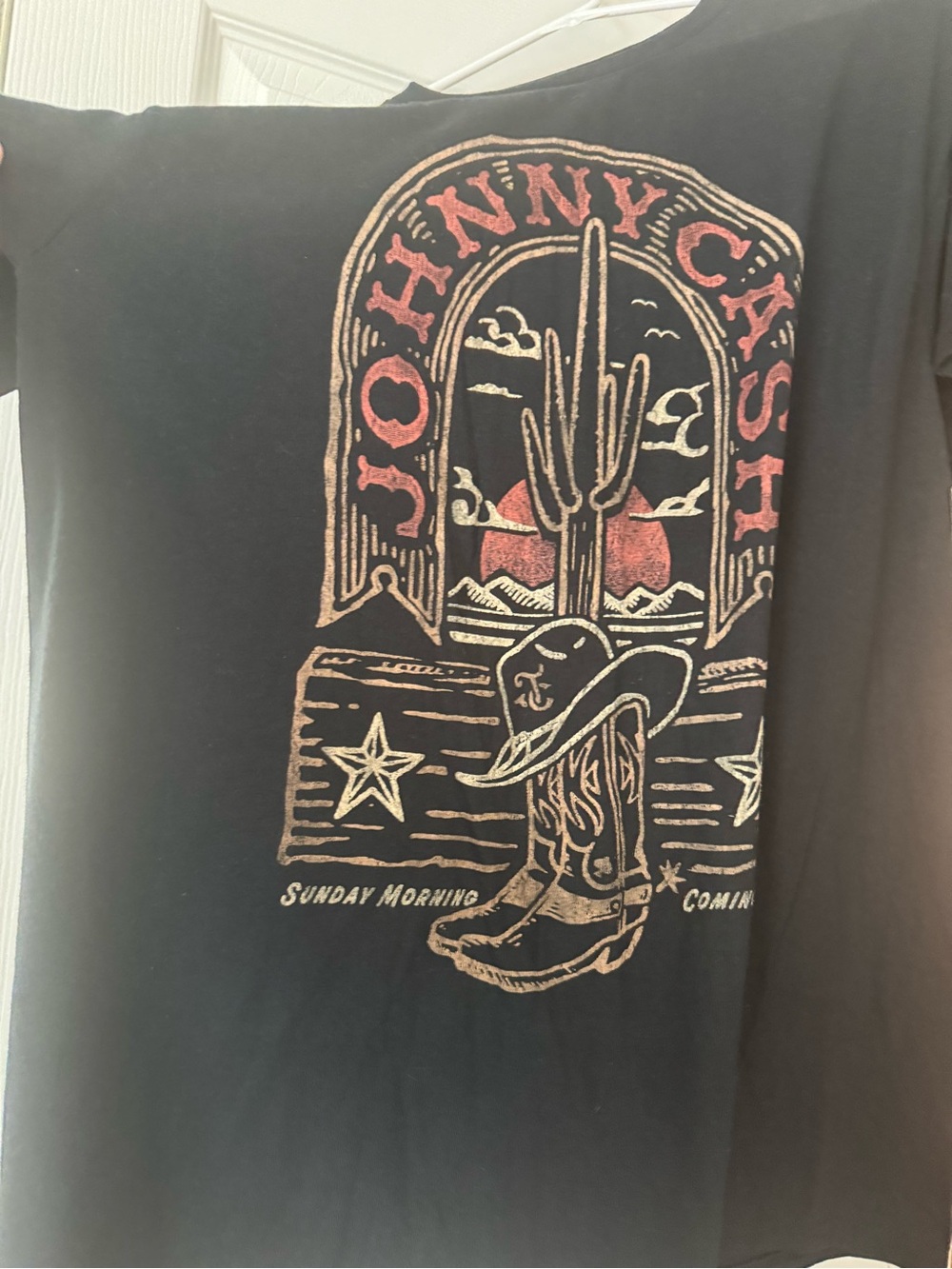 Johnny Cash Graphic Tee - Black with Red & Tan Print